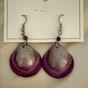 Chic Purple and Silver Teardrop Earrings